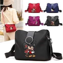 Mickey Minnie Mouse Crossbody Bag Cute Cartoon Anime Nylon Cloth Shoulder Bags Women Autumn Winter New Oxford Cloth Pocket Gift