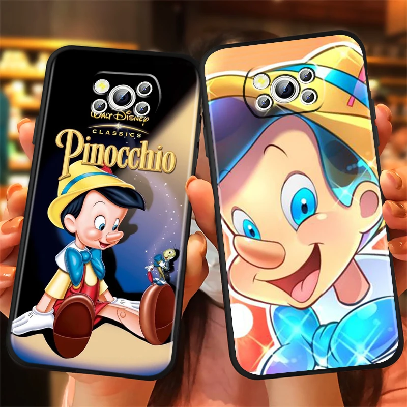 Disney Pinocchio Cute For Xiaomi Mi Poco F5 F4 F3 X6 X5 X4 X3 M6 M5 M5S M4 M3 C65 Pro GT NFC 5G Black Soft Phone Case