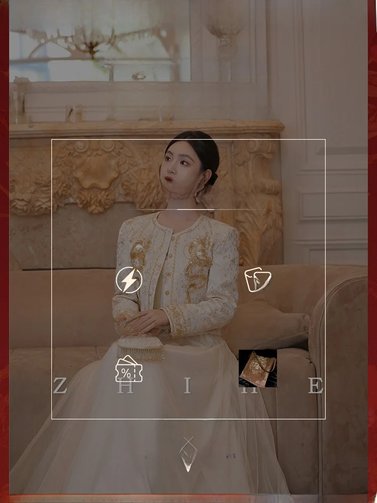 

Dragon Pattern Embroidered Bead Floral Embroidery Outerwear Skirt Set for Women Chinese Sle Long Sve Button up