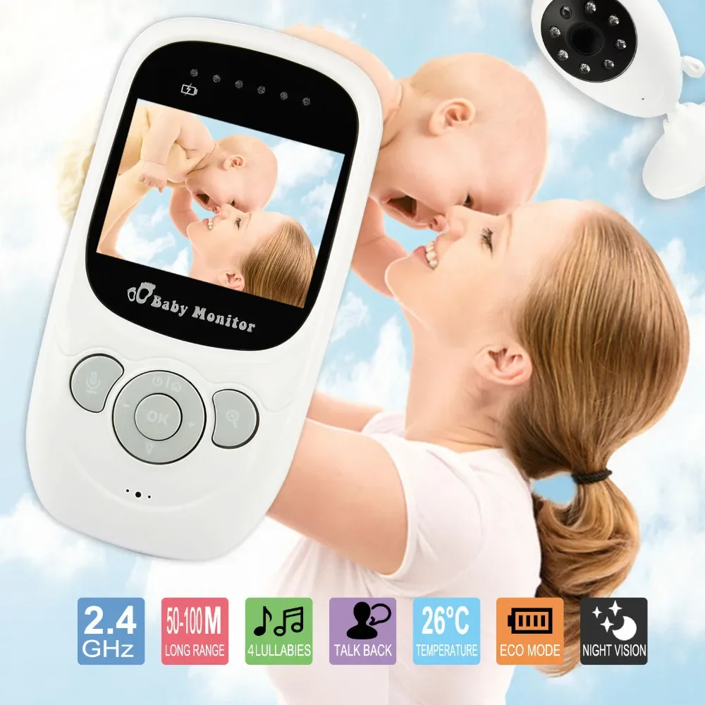 Sem fio Digital Video Baby Monitor, Baby Monitor, Nanny Câmera de Segurança, Visão Noturna, Temperatura, SP880, 2.4"