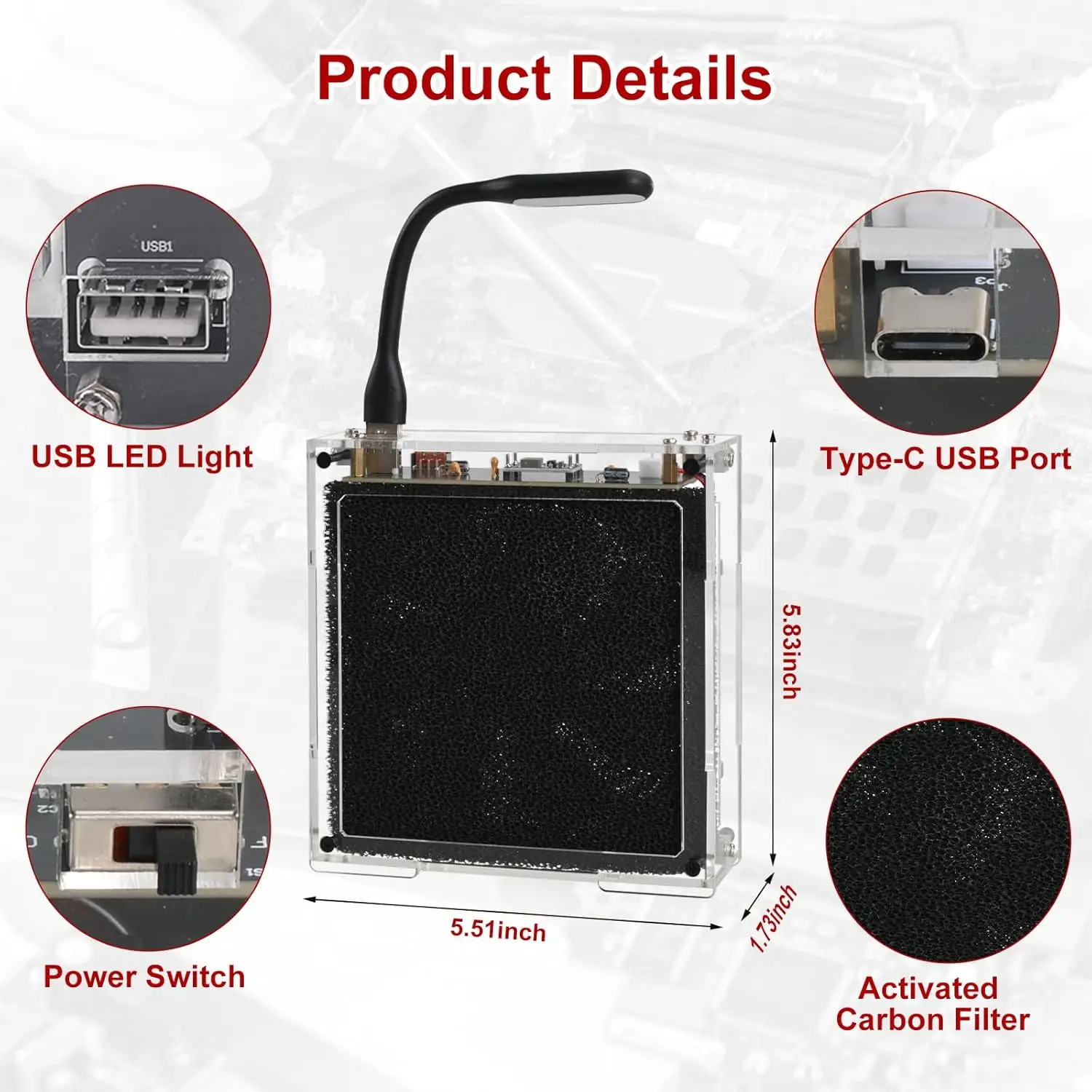 Soldering Fume Absorber Electronics Kit DIY Smoke Extractor with LED Fan Essential Soldering Station Accessory for Smoke Removal