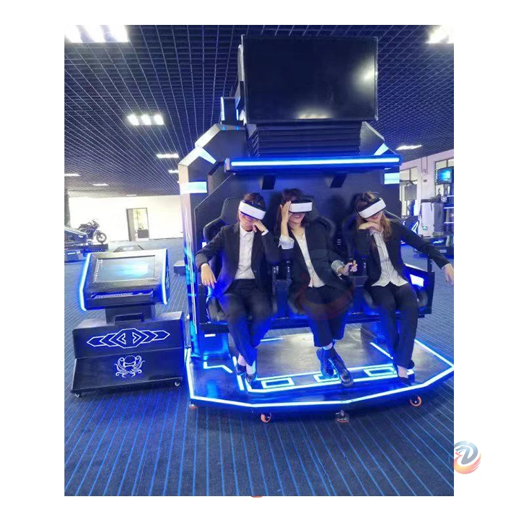 Virtual reality coin operated games simulator 9d vr 3 Seats Chair game machine