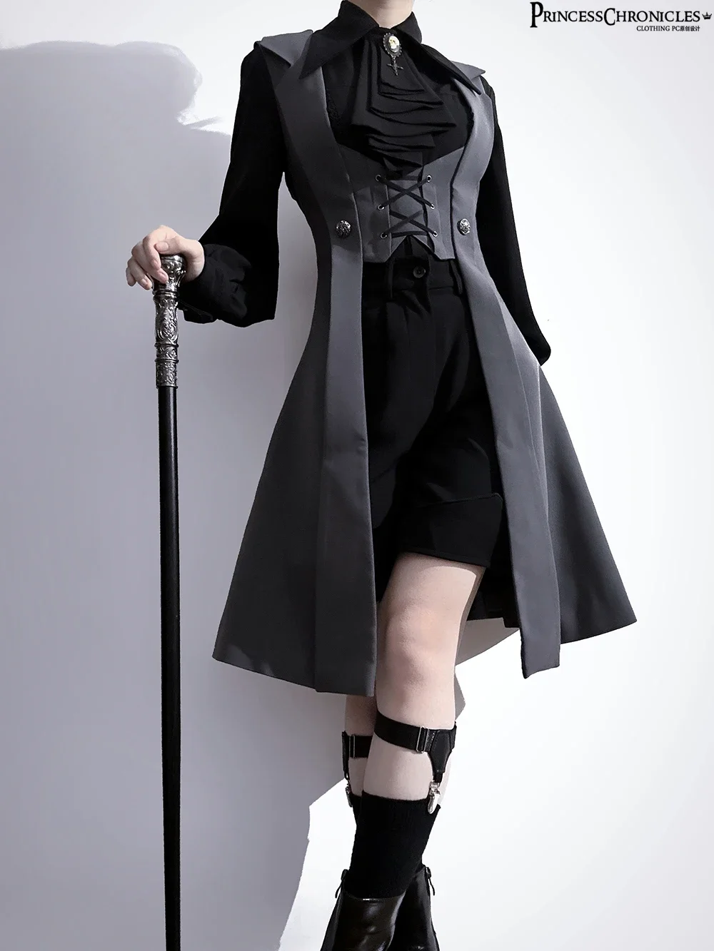 Ouji Lolita Midnight Overture Retro Dark Medieval Handsome Long Vest Slim Fit by Princess Chronicles