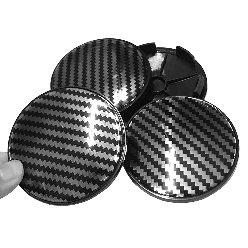 4Pcs 68mm(62mm) with 65mm 3D Carbon Fiber Veins Sticker Wheel Center Cap Rim Center Hub Cup Caps Cover Car Styling Accessories