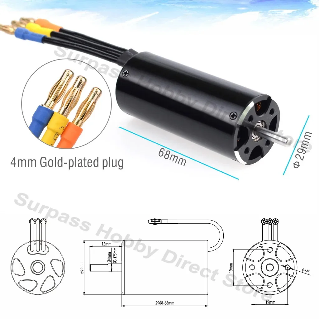 Rocket RC 2948 2958 2968 3660 3670 3680 4074 4082 4092 Brushless Motor for RC Boat 500-1000mm Traxxas Feilun Fishing Bait Boat