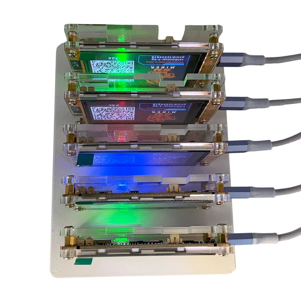 AED7-5X 1030KH/S Nmminer Nerdminer+5 Slots Base Upgraded Harshrate Bitcoin Crypto Solo Miner 2.8 Inch Smart Display Home BTC