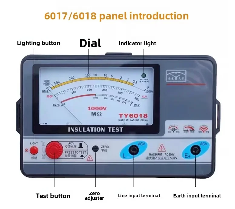 TY6017 TY6018 TY6045 Electronic Megohmmeter Insulation Resistance Shake Meter Voltage