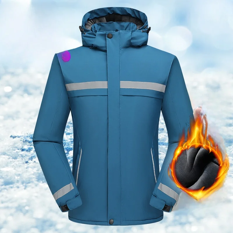 

Outdoor Jaet Men's Fce Lined Thi Casual Hooded Zipper Closure Stand Fit Polyester Fiber Winter Travel Large Size