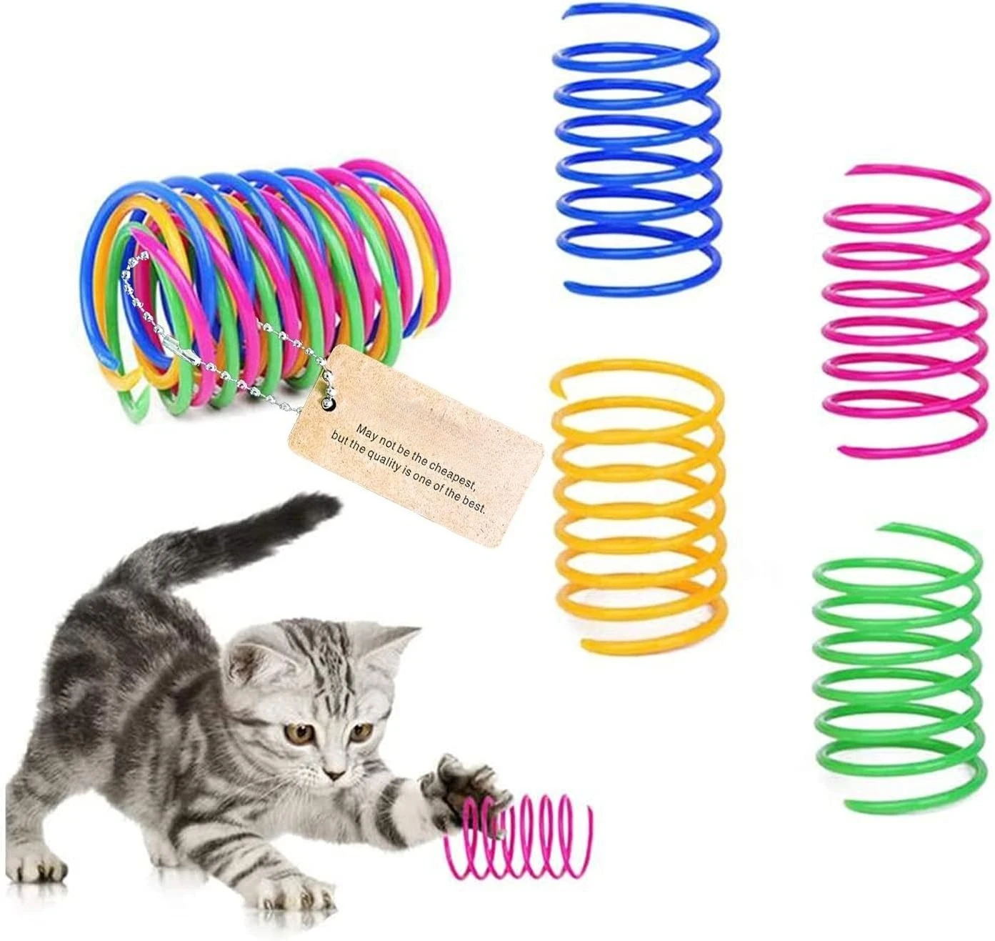 Interactive cat spiral-shaped creative spring toy suitable for use in driving, biting and chasing small cats for play 12 pcs