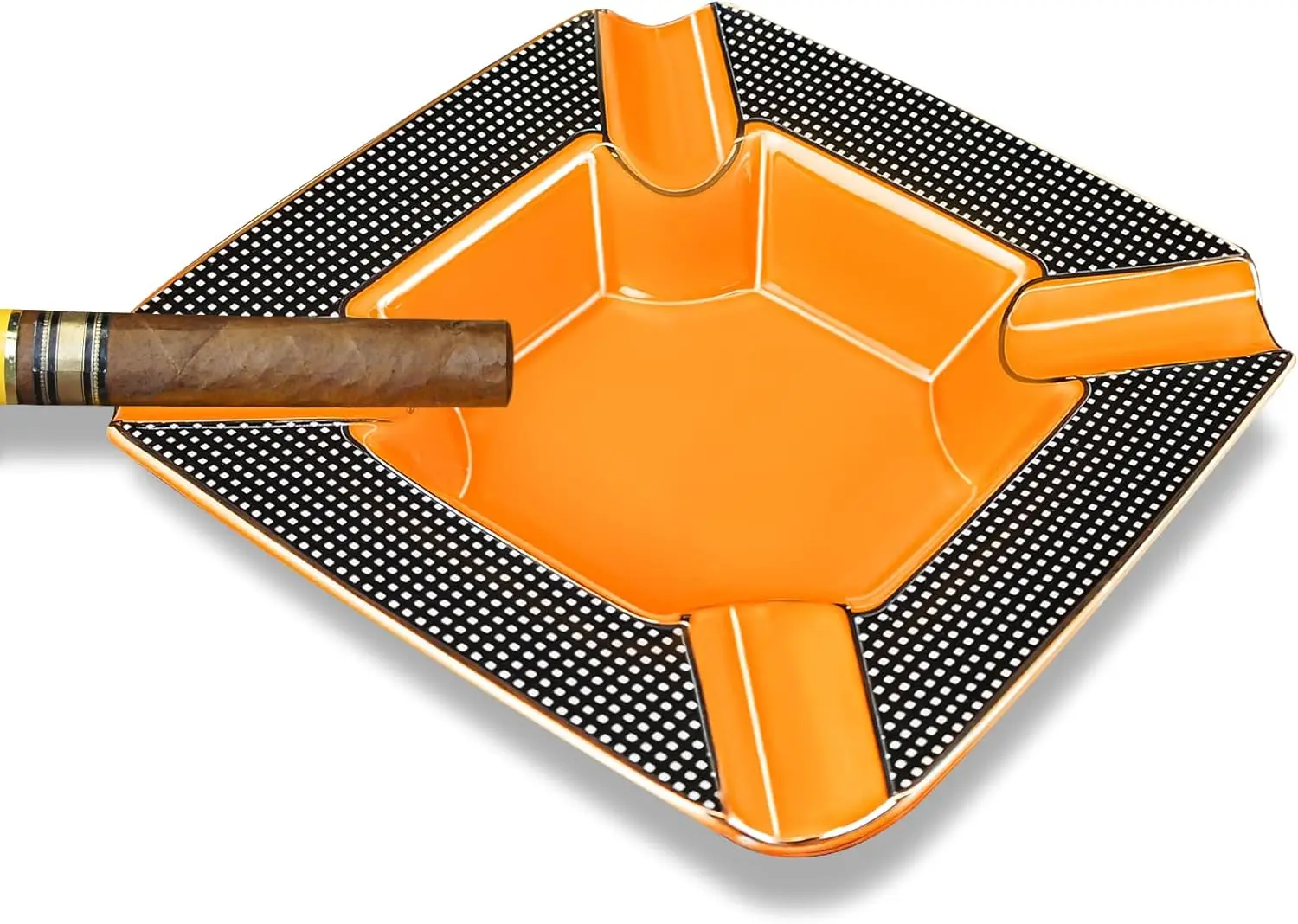 

Large Outdoor Ashtray for Cigars and Cigarettes, Yellow Square Design for Patio Use