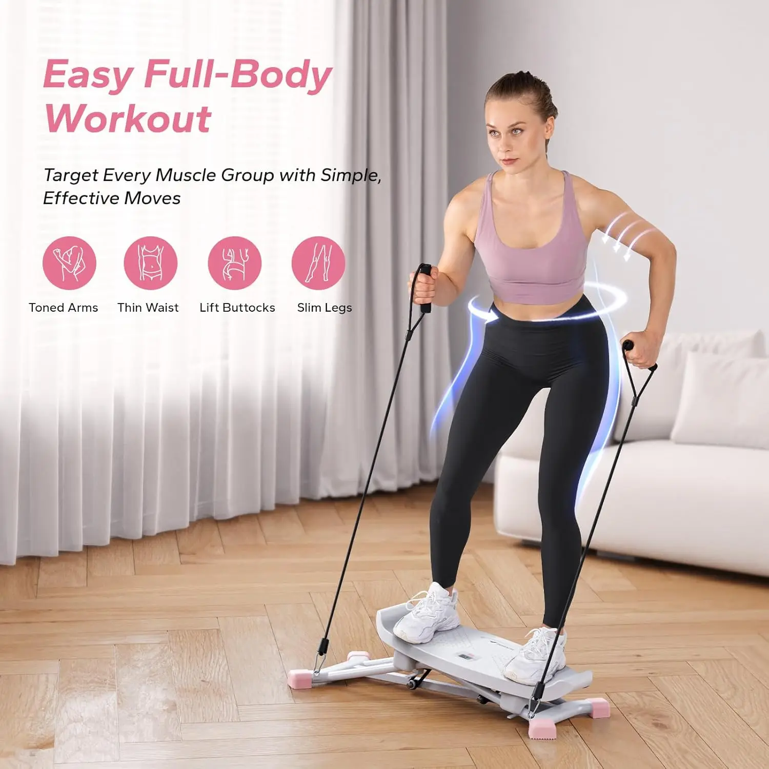 Body Workout Exercise Equipment Mini Home Stairmaster Machine Slide Steppers Resistance Bands 300 LBS Loading