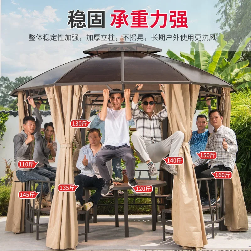 Gazebo Outdoor Courtyard Garden Arrangement Garden Villa Leisure Open Roof Awning Outdoor Hexagonal Round Pavilion