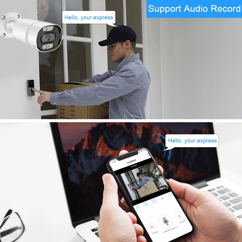 Smar 4K 8MP 5MP Audio IP Security Surveillance Camera POE H.265 Outdoor Waterproof IP66 CCTV Camera P2P Home for POE NVR XMEye