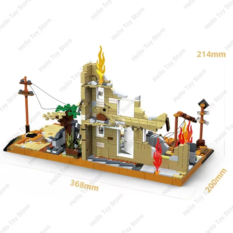 Bloc de construction de scène de campagne de ville avant occidentale de la seconde guerre mondiale, accessoires d'armes militaires, modèle de jouets pour garçons, cadeau, bricolage