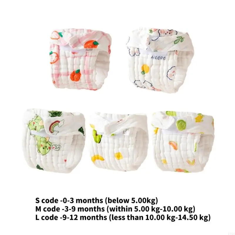 Pañales reutilizables para bebé D5QA, 5 unidades/3 uds., gasa algodón, pañales cómodos y para viajes, para cuidado y