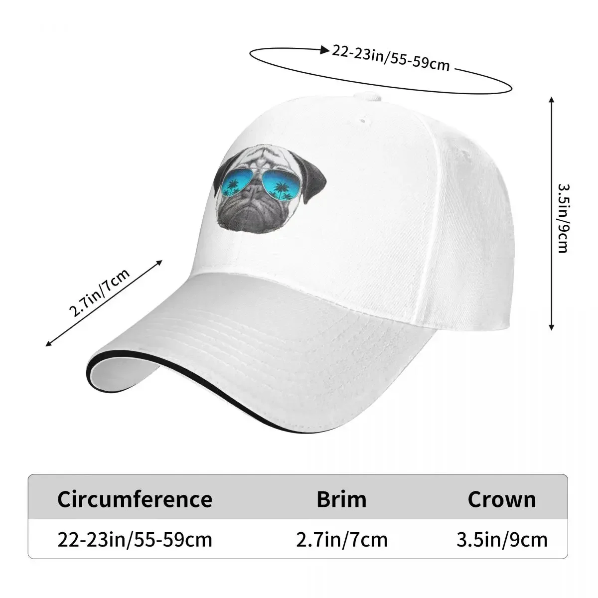 Cool Pug Cap Fashion Casual Baseball Caps Adjustable Hat Hip Hop Summer Unisex Baseball Hats Customizable Polychromatic