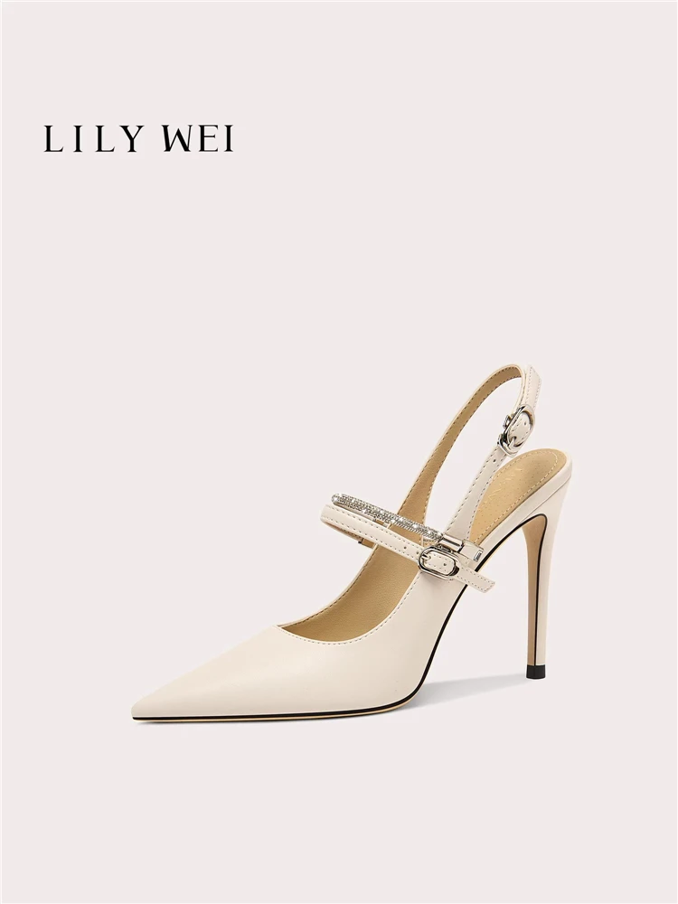 

Spring and summer new pointed silk rhinestone sandals banquet large size small size widened version high-heeled women's shoes