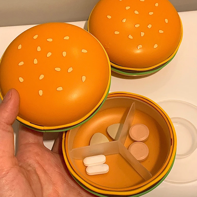 2/3/6 Grid Hamburger Pill Box Portable Medicine Dispensing Box Three Meals A Day Seven Days A Week Mini Sealed Storage