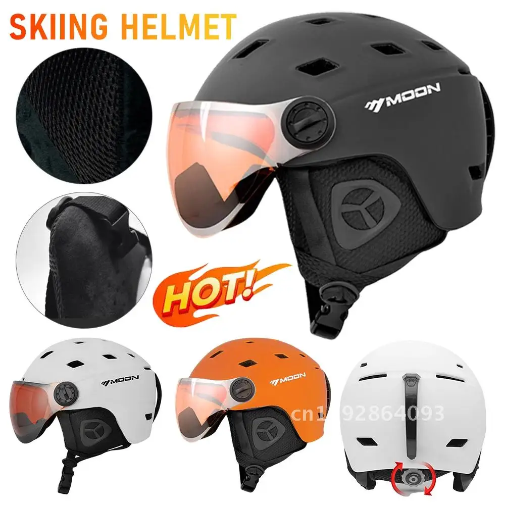 Ski Helmet Snowboard Helmet Lightweight Integrated Snow Sports Outdoor Adjustable Protective Helmet with Ski Goggles Helmet for