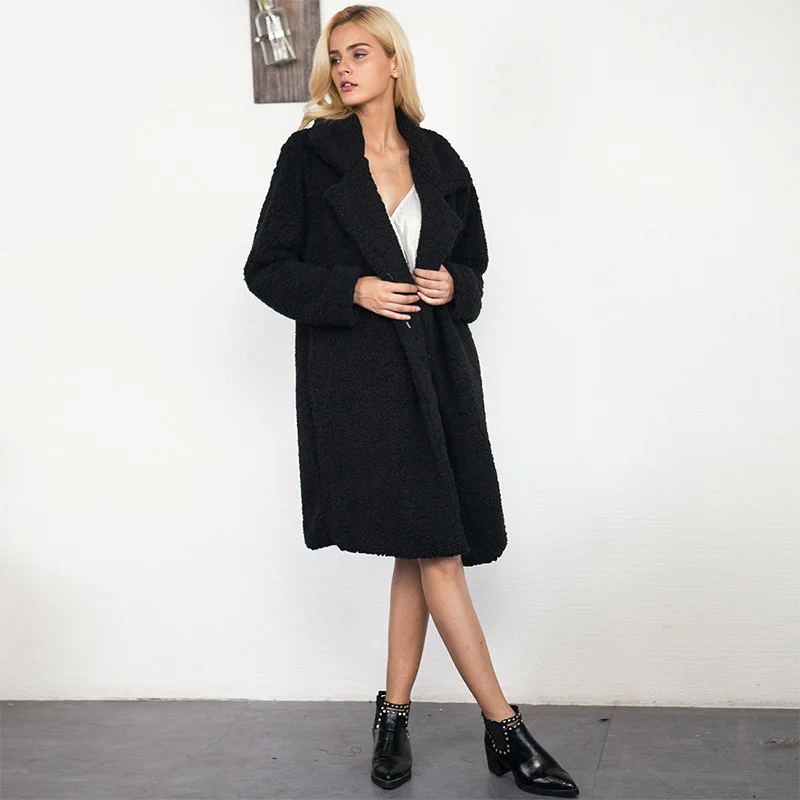 لسيدة معطف طويل فوق الركبة الإناث فروي أبلى الشتاء النساء ايكو الفراء سترة بلون دعوى طوق فو الفراء معطف #2