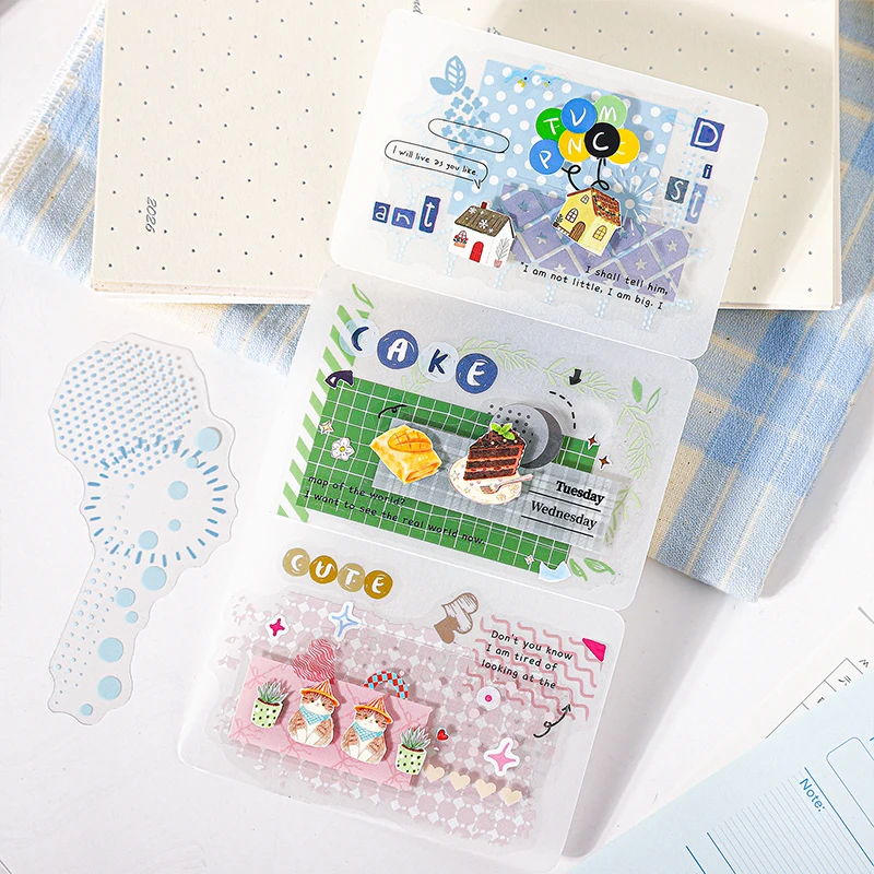 Journal GO 20pcs Light Catching Island Vintage Lace Pattern Collage Sticker Creative DIY Journal Scrapbook Landscape Material
