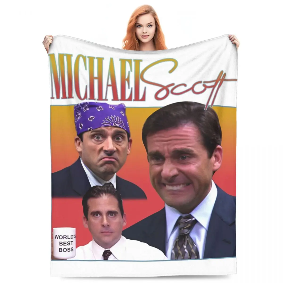 

Michael Scott Blanket Coral Fleece Plush Decoration The Office TV Show Multifunction Throw Blanket for Bedding Office Bedspread