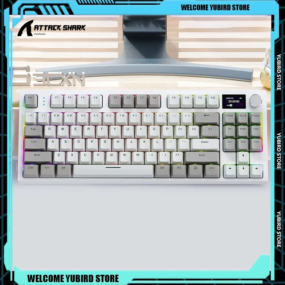 Attack Shark K86 Tri-Mode Bluetooth Wireless Gaming Keyboard Customize Hot Swap Metal Knob Bluetooth Mechanical Keyboards Gifts