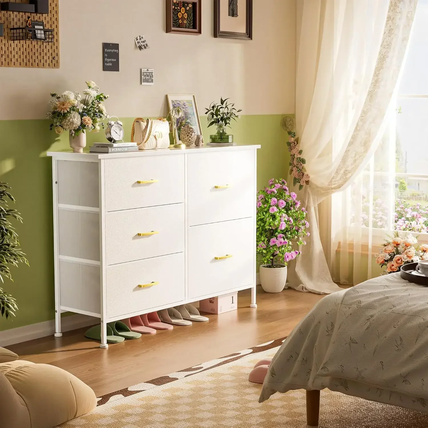 Dresser for Bedroom with 5 Drawers,Dresser TV Stand for 45