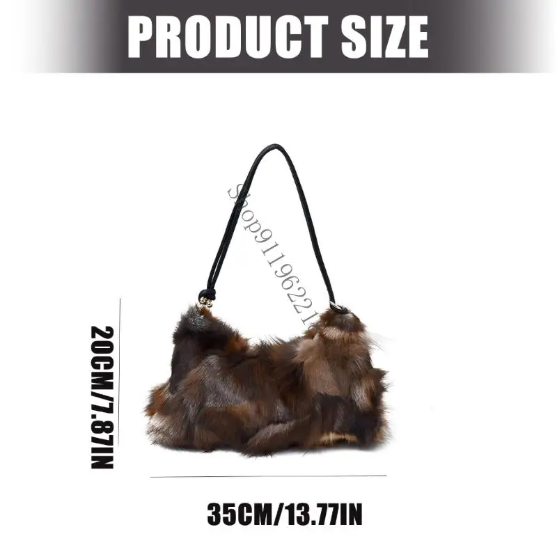 Bolso hombro a piel sintética felpa suave, Exterior, amplios compartimentos interiores para uso diario informal,