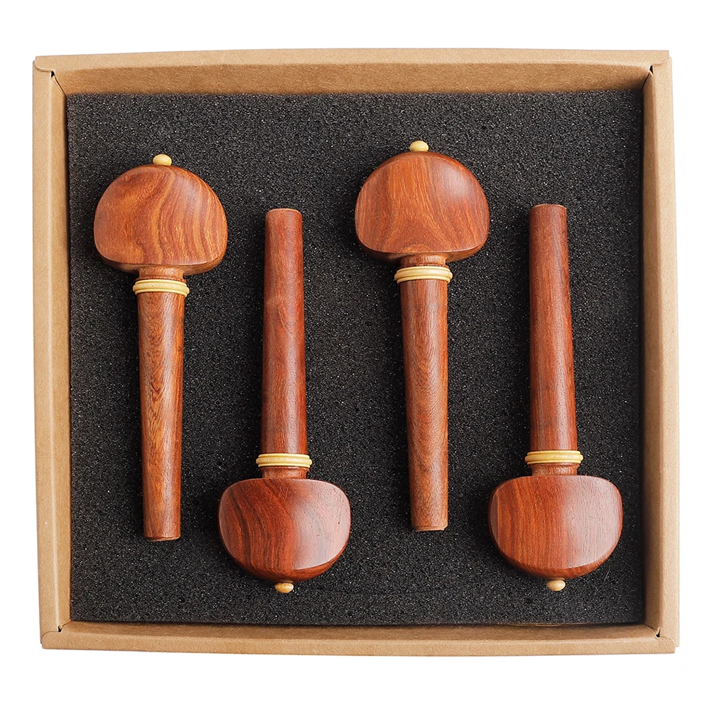

4pcs Red Rosewood Cello Pegs Wooden Shaft Handle Solid Wood Tuning Accessories Vintage Chocolate Color Durable Replacement Parts