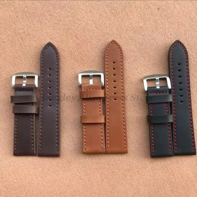 18mm 20mm 22mm 24mm Women Men Watchband Genuine Leather Watch Bands Straps Watch Accessories Coffee Black Belt Strap Replacement