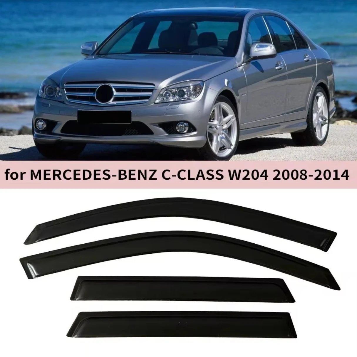 

Window Visor for MERCEDES-BENZ C-CLASS W204 SEDAN 2008 2009 2010 2011 2012 2013 2014 Wind Deflectors Rain Guards Door Visor