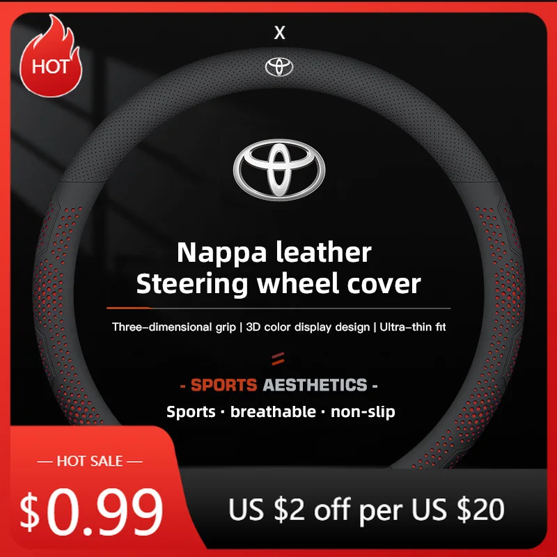 

Для Toyota 2026 Горячие колпаки втулки диаметром 38 см Кожаный чехол на руль автомобиля для Toyota Corolla Aygo CHR Camry Rav4 Нескользящий чехол