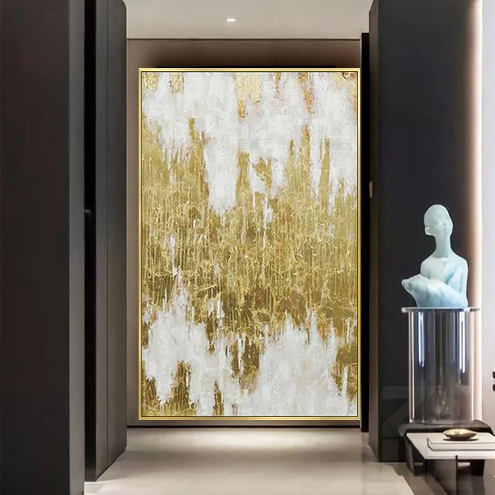 100% Handmade Oil Paintings Abstract Golden Paint Panel Canvas Painting Wall Art Pictures For Home Decor Artwork Christmas Gift