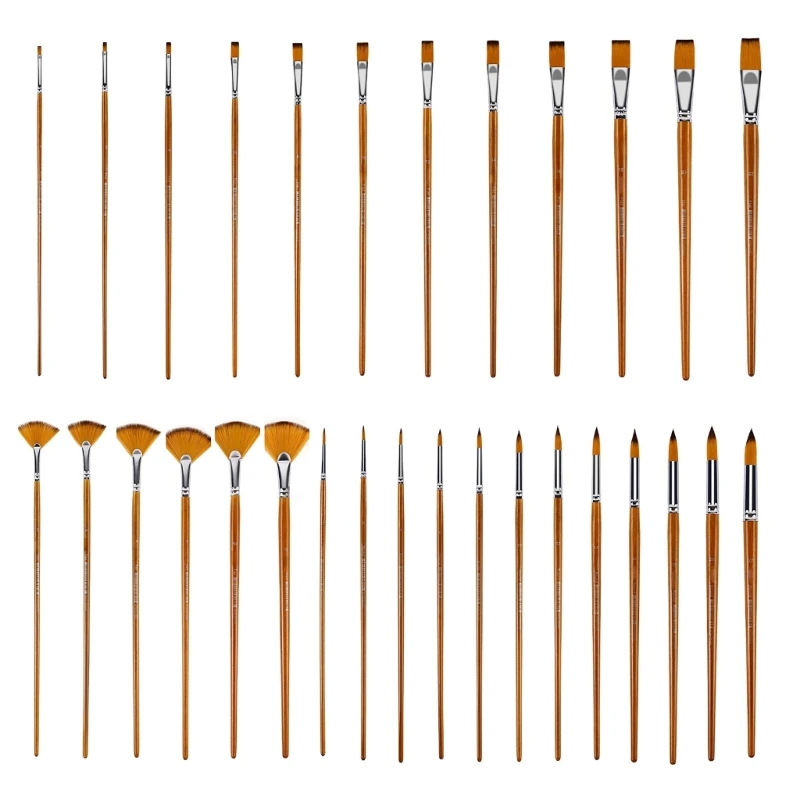Acrylic Oil Watercolor Painting Brush Grip 3 Head Types Option Artist Brush Nylon Bristles Art Studio Essential K92C