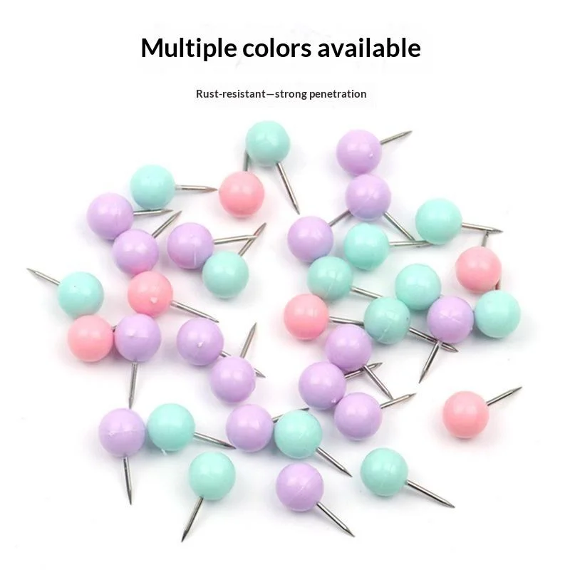 Pastel Macaron Colored Round Ball Push Pins Sharp Steel Tip Sturdy Build For Office Home Cork Board DIY Craft Projects