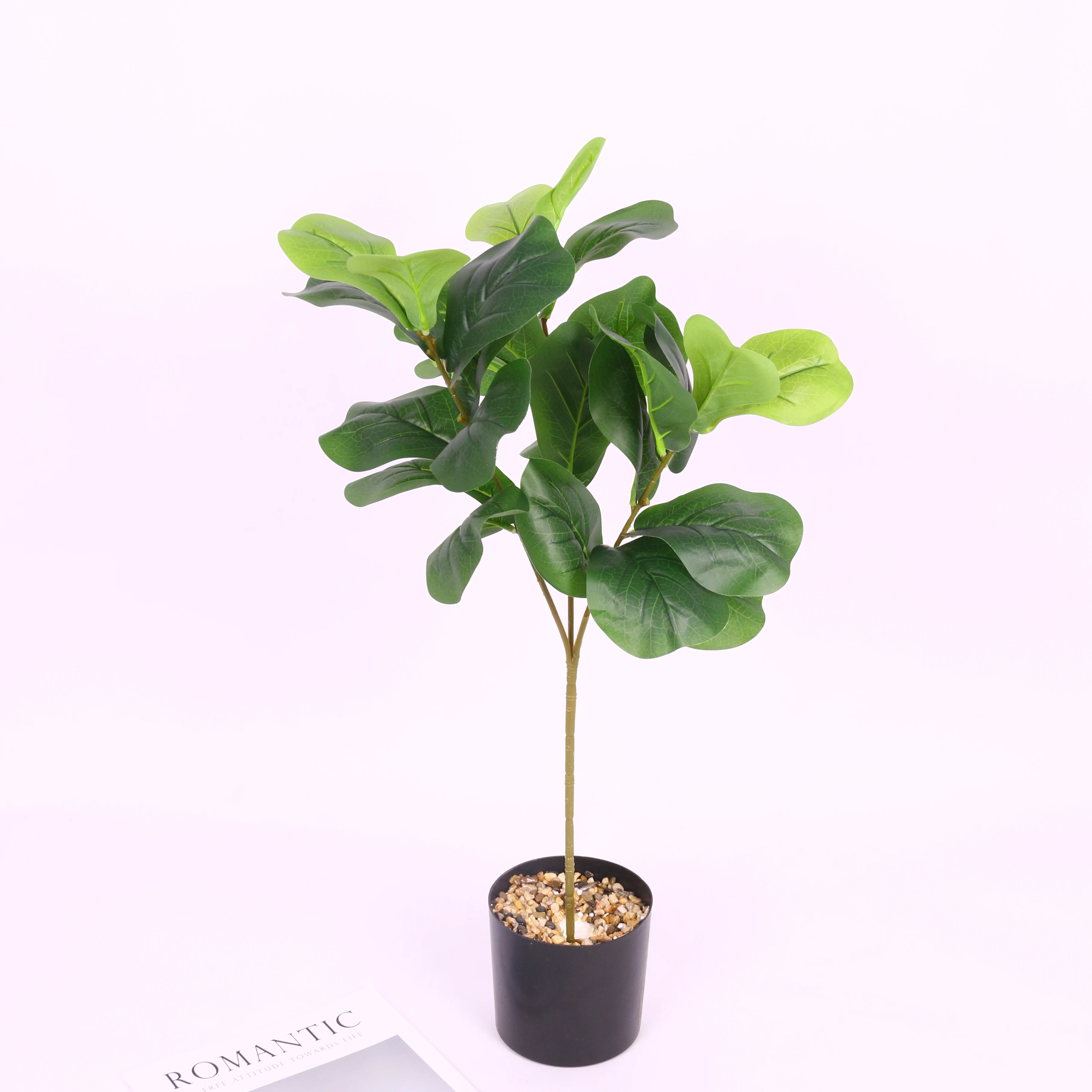 

69cm Large Artificial Ficus Tree Fake Rubber Plants Branch Plastic Fiddle Leaves for Home Garden Indoor Outdoor Decor
