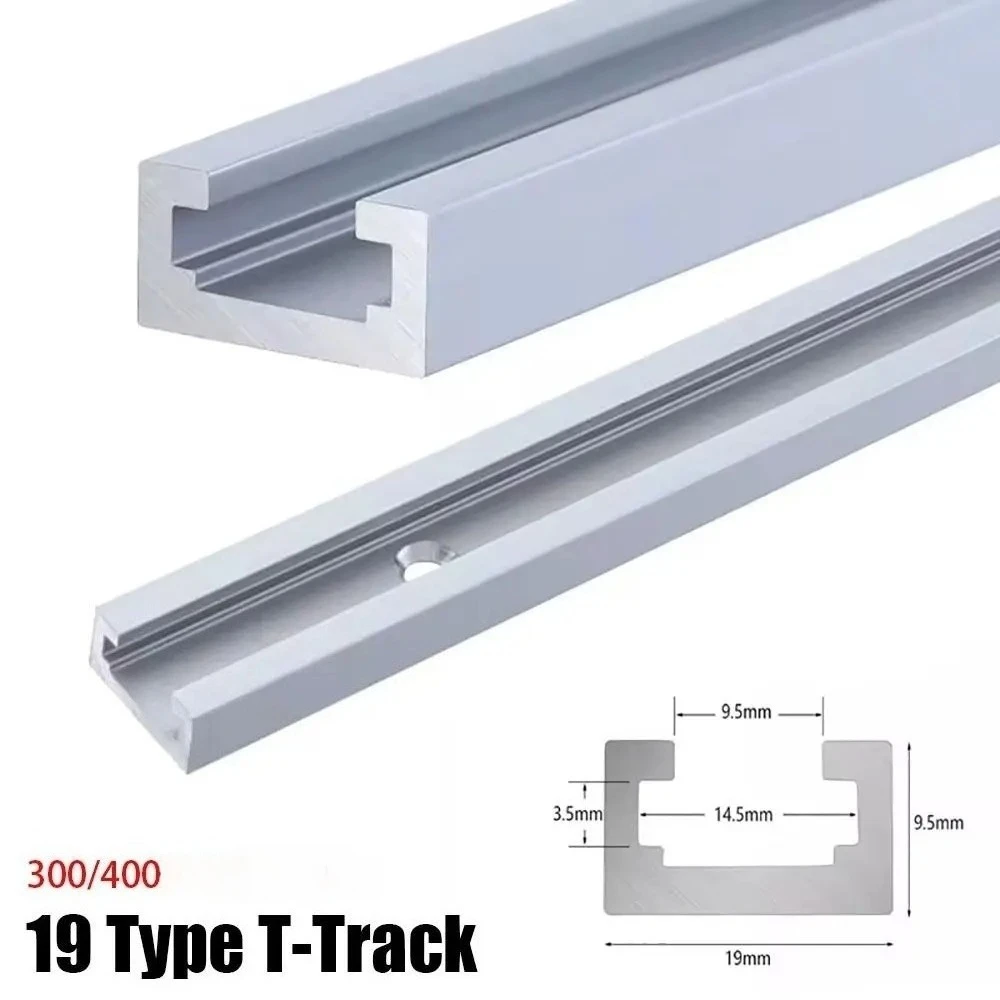 1Pcs Slide Guide Rail T-Track T Slider Fixture Slot Slide 300-600mm T-Slot Track 19 Type 19x9.5mm Aluminium Alloy