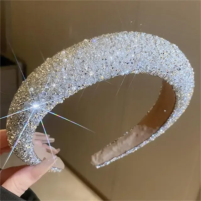

Women Pearl Hair Hoop Retro Headband Fashion Pressed Wide-brimmed Hair Clip Ultra-sparkly Light Luxury Hair band Accessorie
