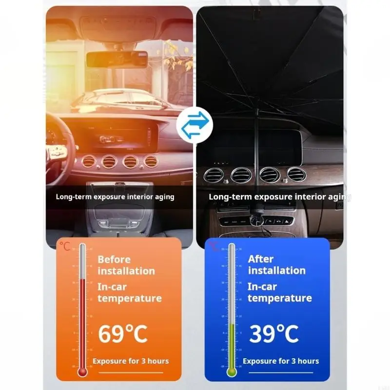 D5BE 140x80cm Auto Windshield Sun Protections Umbrella Protect Against Sun Damage