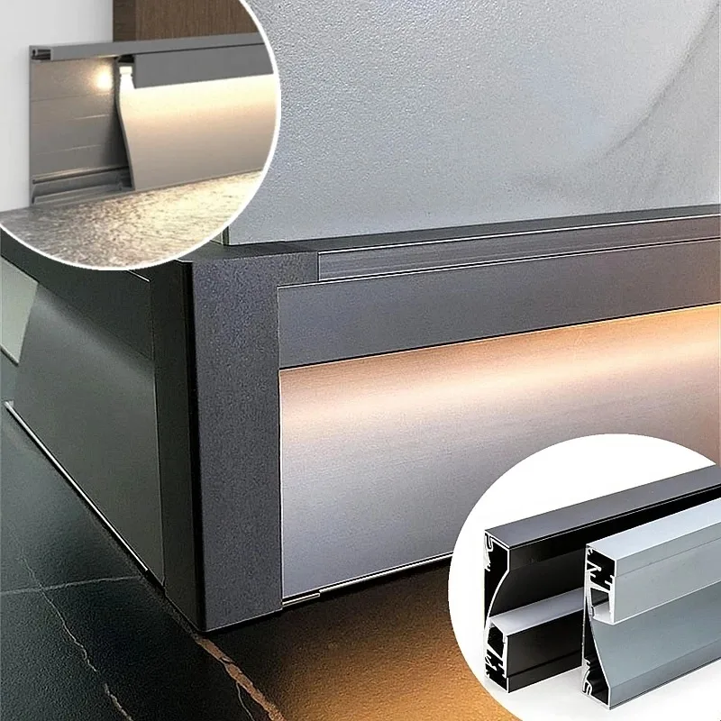 

LED Light Baseboard 0.5m/1m Gray Black Aluminum Profile Skirting LED Linear Indoor Lighting for Stair Wall Home Corner Bar Decor