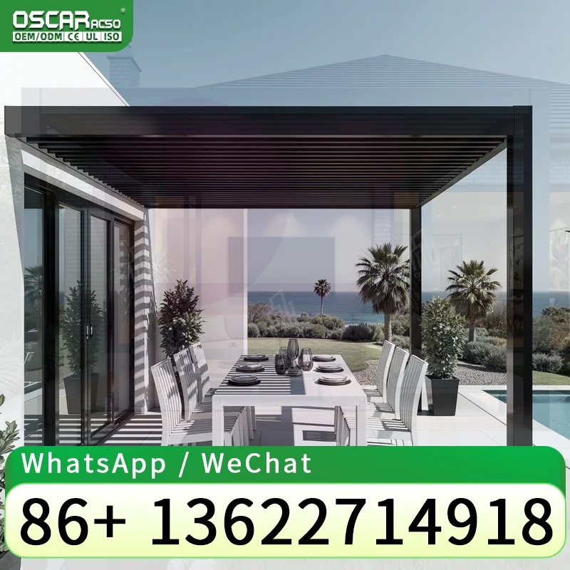 Retractable Louvered Privacy Sheet Aluminum Outdoor Electric Pergola Bioclimatic Decorative for Garden Patio Backyard pergola