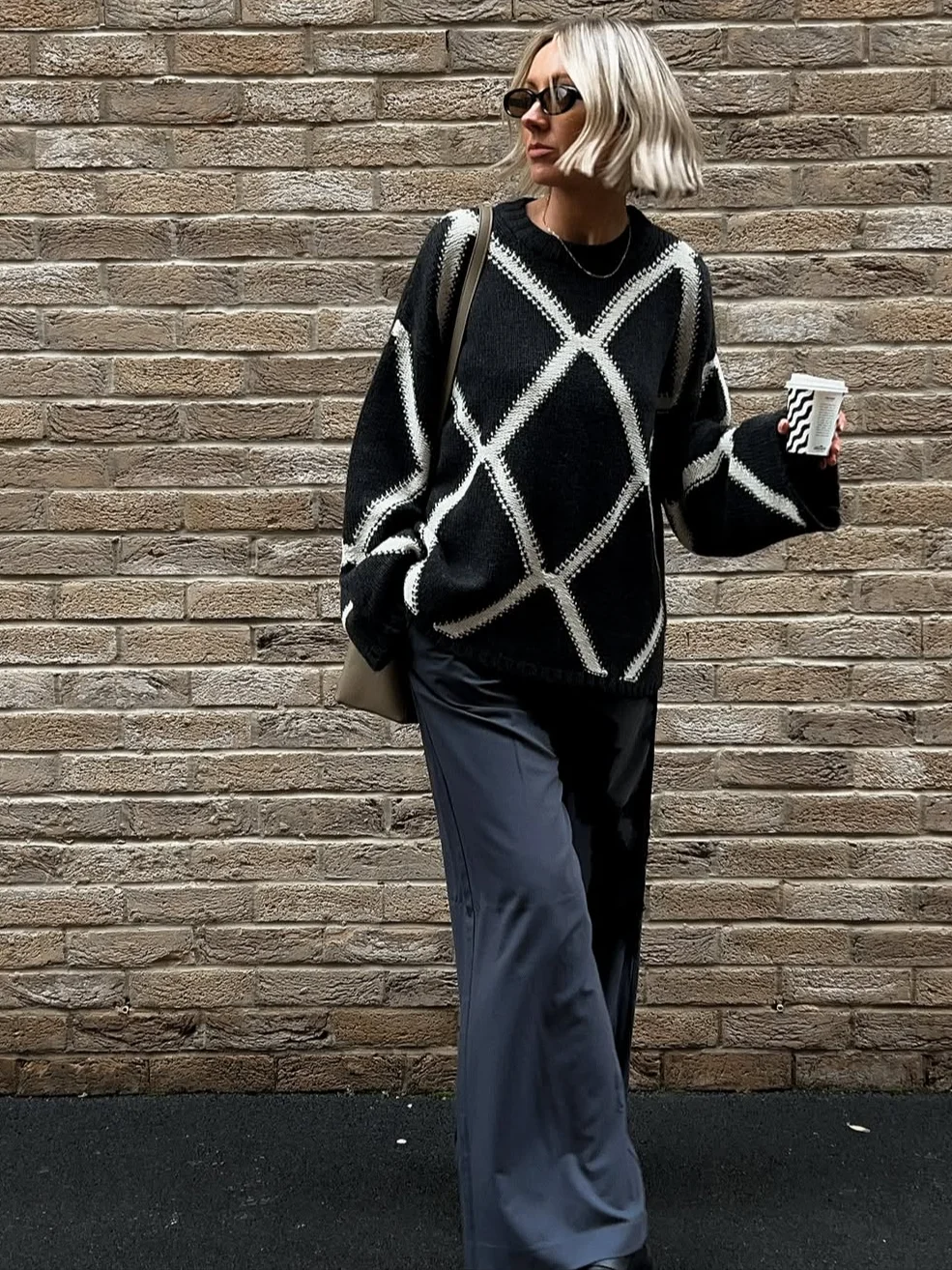 

Шикарный пуловер с ромбовидным узором, свитер, женская мода, свободные теплые свитера с длинными рукавами и круглым вырезом, женская верхняя одежда для повседневного использования