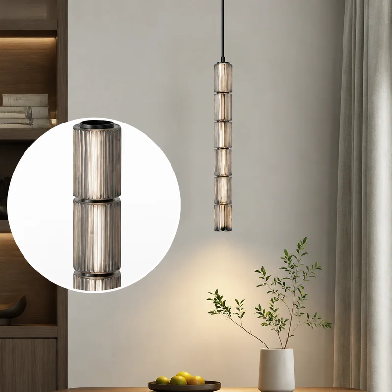 Floor Lamps Nordic Postmodern Roman Column Straight Tube Glass Shade for Hotel Restaurant Bedside Custom Designer Pendant Lights