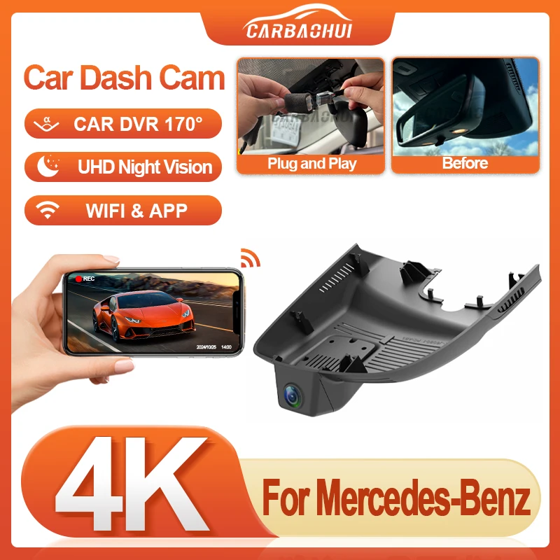 For Mercedes-Benz MB GLA 180 X156 cla 200d w117 CLA200d 136PS w176 GLA180 2015-2019 Plug and Play Car DVR HD 4K Dash Cam Camera