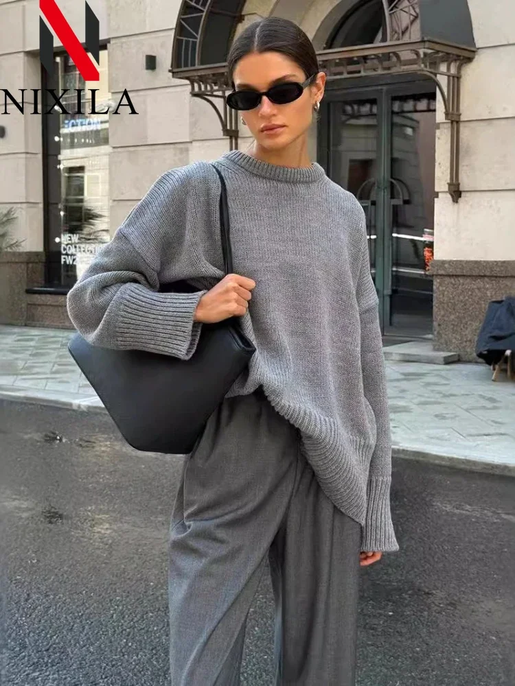 

New in Autumn Winter Knit Women's Sweater Loose Elegant Pullover Retro Fashion Long Sleeved Tops Female Clothing Outerwears