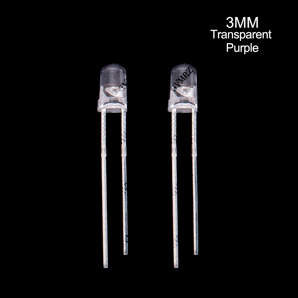 100PCS Red/Green/Purple/ Red 3mm 5mm  Round & Straw Hat Short Lead Multiple Colors LED Diode Indicator Assortment