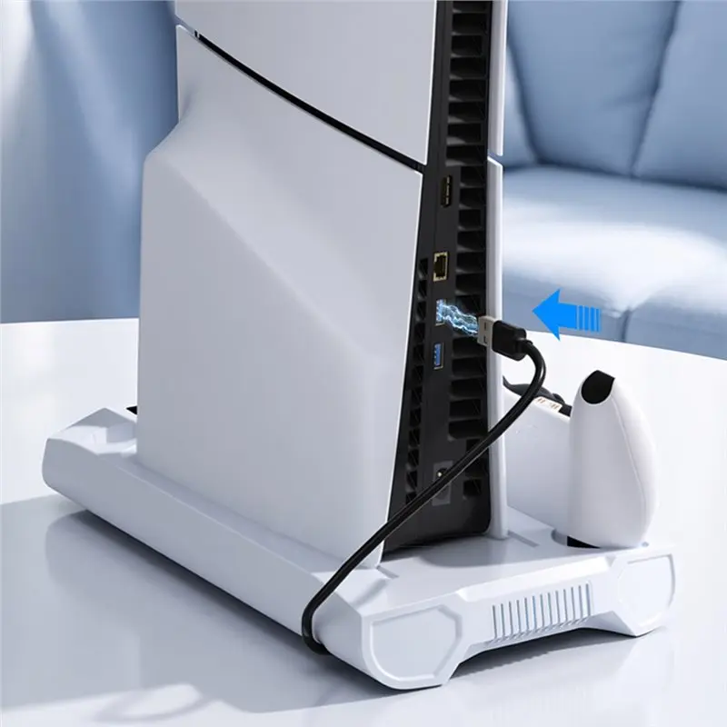 DTB7 Fast Charging Dock Station for PS5/Slim/Pro, Cooling Stand with USB Hub and Headset Holder, Vertical Organizer for