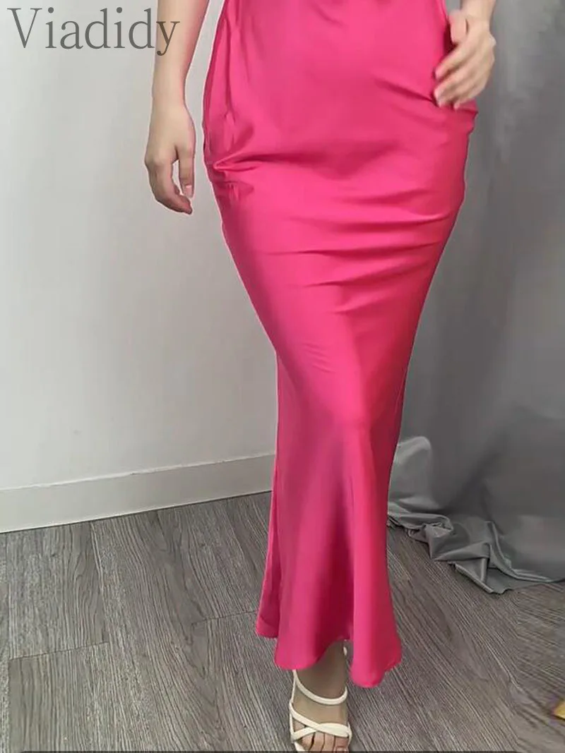 여성용 섹시한 단색 홀터 민소매 밴디지, 레이스업 백리스 할로우 아웃, 인어 새틴 파티 원피스