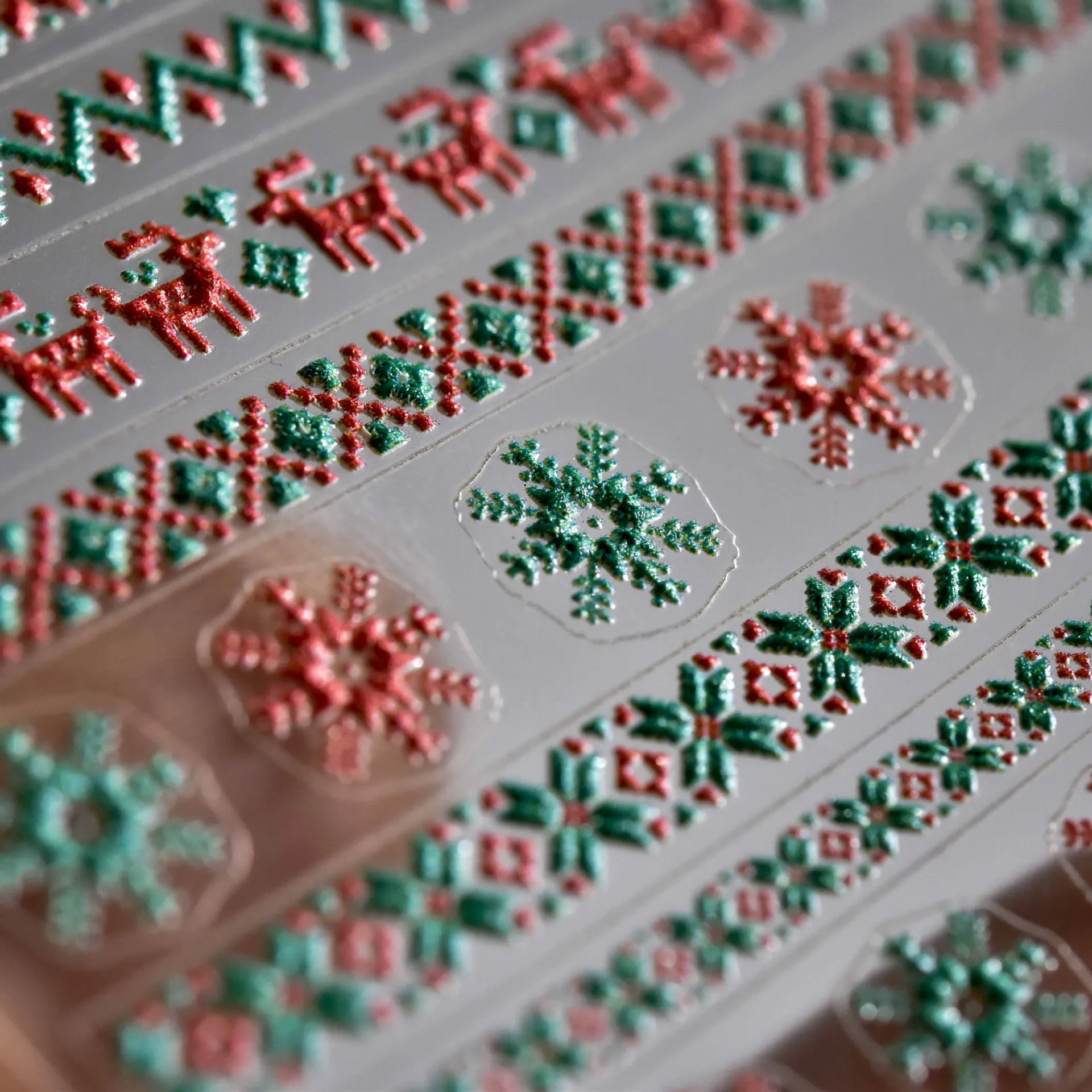 White Red Green Snowflake 5D Soft Embossed Reliefs Self Adhesive Nail Art Decorations Stickers Christmas 3D Manicure Decals